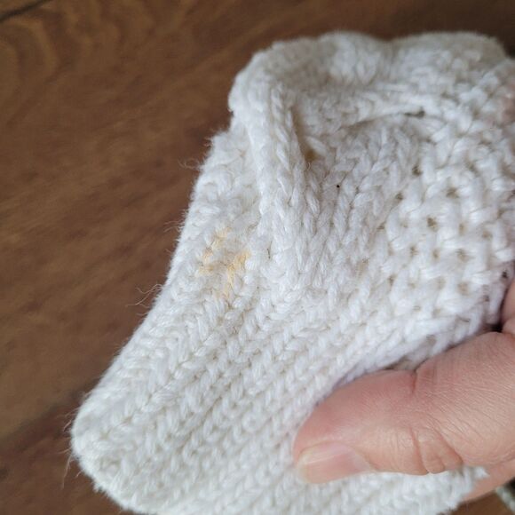 Vintage Cable Knit Sweater Womens S White Cream Mock Neck Fisherman 80s 90s - Picture 3 of 11